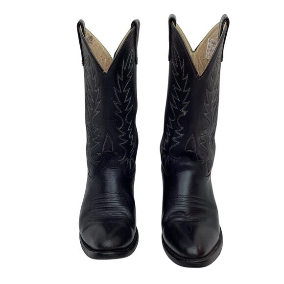 Double-H Mens 9D Work Western Leather Cowboy Boots 3267 Black Vintage - Picture 2 of 16